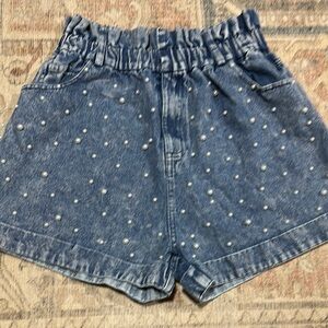 Fantastic Fawn denim paper bag shorts pearl studded size M